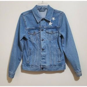 Logophile Embroidered Denim Blue Jean Jacket